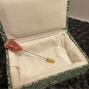 Gold and Pink coral shell Lapel Pin with unique box
